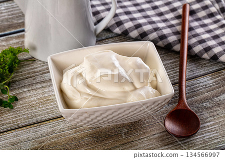 White organic natural cream sour 134566997