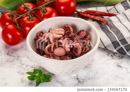 Marinated baby octopus in the bowl 134567179
