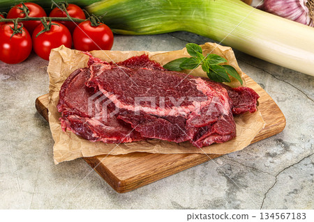 Raw beef cheeks cut for cooking Raw beef cheeks cut for cooking 134567183