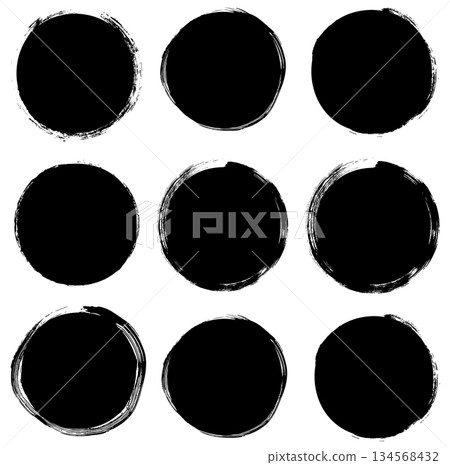 Abstract vector shapes, black graphic elements for product design, banners and buttons 134568432