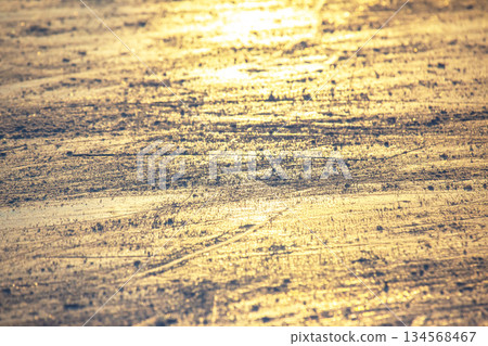 bright traces of ice skating on an ice rink. background and texture. reflection in the sunlight bright traces of ice skating on an ice rink. background and texture. reflection in the sunlight 134568467