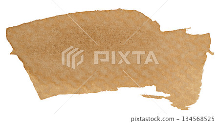 Oblong brown coffee stain on paper, isolated background Oblong brown coffee stain on paper, isolated background 134568525