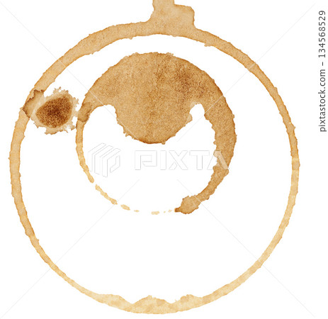 Round stain from a cup of coffee on an isolated background 134568529