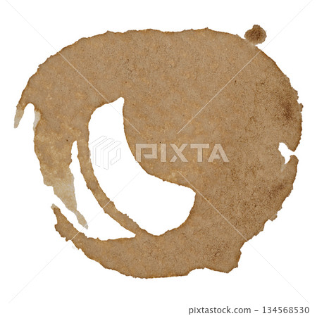 Round coffee cup mark with texture on isolated background 134568530