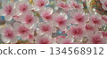 soft pink petals on walkway, gentle pink petal spread creates idyllic outdoor setting with shimmering lights 134568912