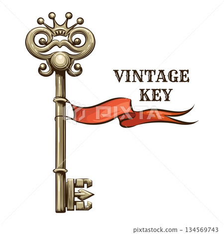 Key engraving emblem with crown 134569743