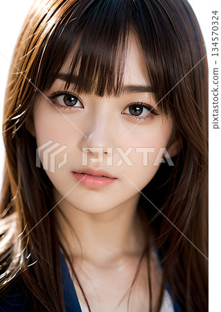 A portrait of a woman with a natural look, taken in natural light 134570324