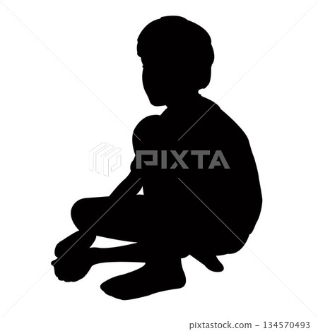 a boy sitting body silhouette vector a boy sitting body silhouette vector 134570493