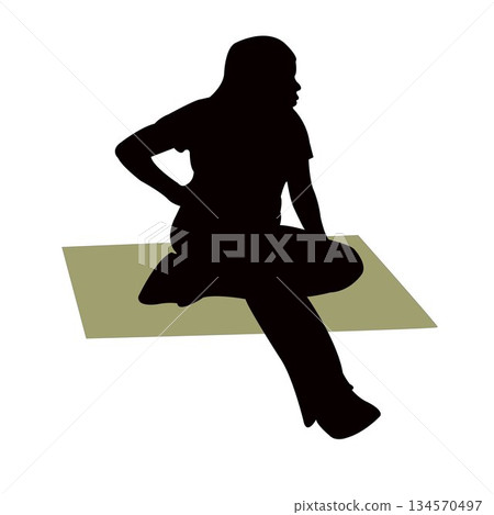 a girl sitting body silhouette vector 134570497