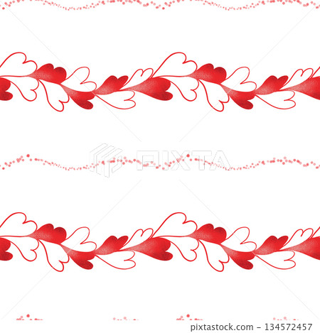 Seamless pattern with outline of hearts on white background. 134572457