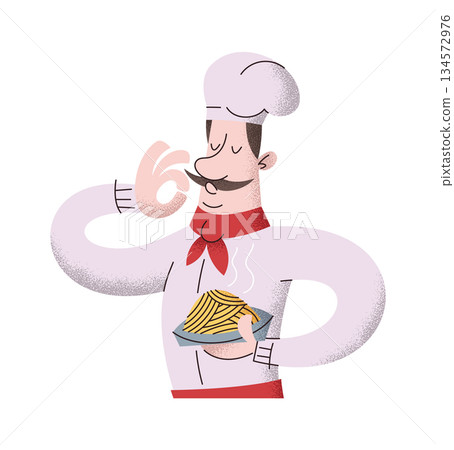 Master chef character cooking pasta Master chef character cooking pasta 134572976