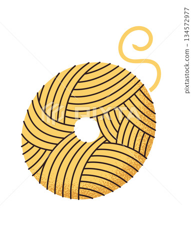 Bundle of uncooked, dry spaghetti 134572977