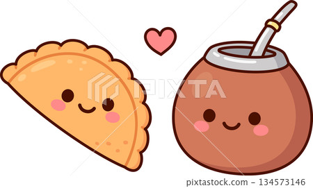 Kawaii Argentinian empanada and yerba mate gourd 134573146