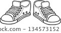 Hand drawn pair of sneakers doodle 134573152