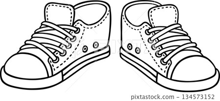 Hand drawn pair of sneakers doodle Hand drawn pair of sneakers doodle 134573152