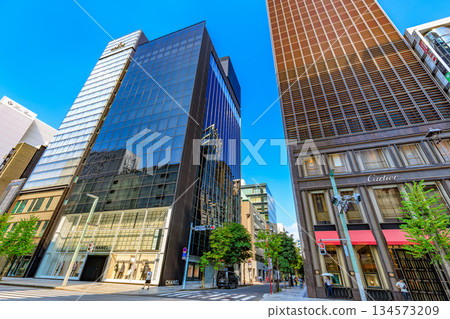 Tokyo, Chuo Ward, Ginza cityscape, near the Ginza 2-chome intersection Tokyo, Chuo Ward, Ginza cityscape, near the Ginza 2-chome intersection 134573209