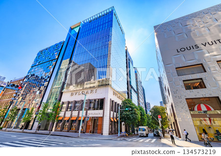 Tokyo, Chuo Ward, Ginza cityscape, near the Ginza 2-chome intersection Tokyo, Chuo Ward, Ginza cityscape, near the Ginza 2-chome intersection 134573219