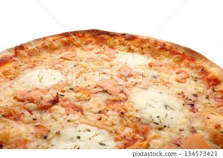 cheese and tomato pizzas as italian food 134573421