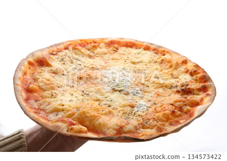 cheese and tomato pizzas as italian food 134573422