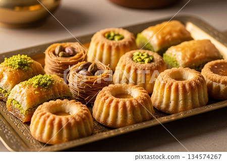 Eid Desserts Baklava Maamoul Arabic Sweets Tray Eid Desserts Baklava Maamoul Arabic Sweets Tray 134574267