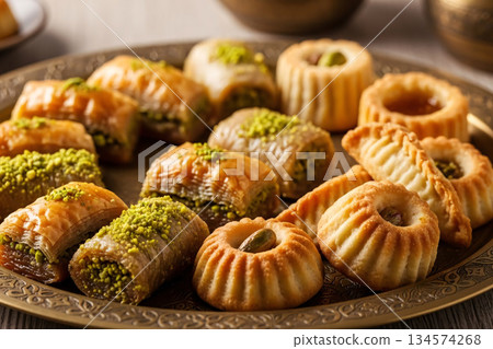 Eid Desserts Baklava Maamoul Arabic Sweets Tray Eid Desserts Baklava Maamoul Arabic Sweets Tray 134574268
