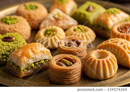 Eid Desserts Baklava Maamoul Arabic Sweets Tray Eid Desserts Baklava Maamoul Arabic Sweets Tray 134574269