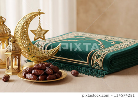 Prayer Rug Islamic Decor Crescent Moon Still Life Prayer Rug Islamic Decor Crescent Moon Still Life 134574281