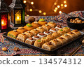 Eid Desserts Arabic Sweets Baklava Festive Food 134574312