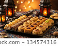 Eid Desserts Arabic Sweets Baklava Festive Food 134574316