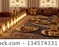 Luxury Eid Decor Hospitality Setup Arabic Interior Festive 134574331