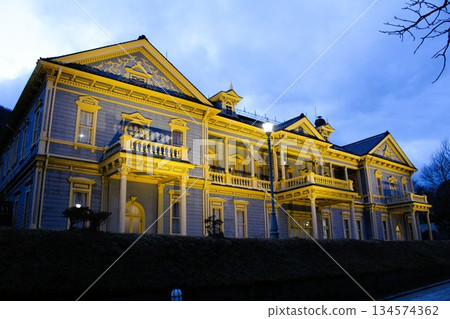 Night view of the Old Public Hall of Hakodate Ward Important Preservation District for Groups of Traditional Buildings Important Cultural Property Hakodate Hokkaido 134574362