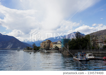 characteristic view of a small village on Lake Maggiore characteristic view of a small village on Lake Maggiore 134574400