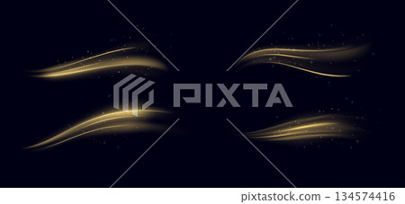 Gold swirl elements Gold swirl elements 134574416