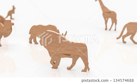 Wooden Animal Silhouettes in Minimal Conceptual Arrangement 3d render. Wooden Animal Silhouettes in Minimal Conceptual Arrangement 3d render. 134574688
