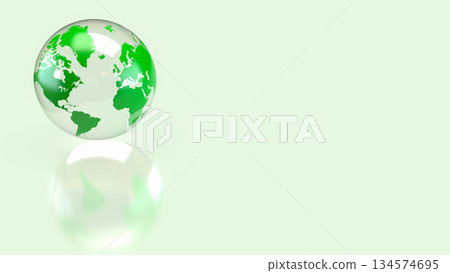 Green Transparent Earth Globe Representing Global Sustainability and Environmental Responsibility 3d render. 134574695