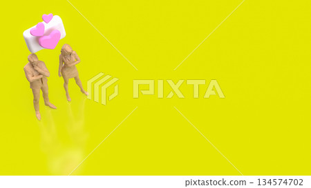 Modern Relationship Communication Concept with Heart Message Icons 3d render. Modern Relationship Communication Concept with Heart Message Icons 3d render. 134574702
