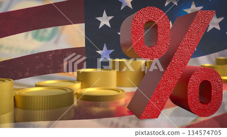 USA Interest Rate Economic Impact Symbol 3d render. 134574705