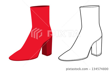 Red bold block heel boot women flat plus line set. Statement heel with strong presence for winter nights. Technical 134574800