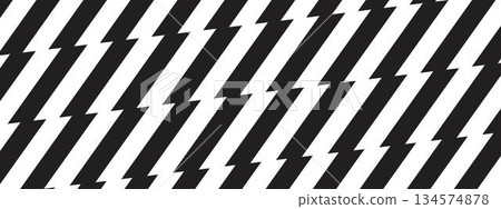 Wallpaper with repeating zig zag shapes. Jagged stripes pattern. Lightning background. Thunder bolt, electric power, flash light print. Speed or surprise cartoon effect. Vector graphic illustration 134574878