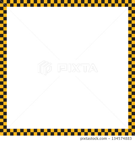 Square frame with black and yellow checkered print. Quadrangular vignette with taxi or police car pattern. Rectangular geometric framework. Vector graphic illistration Square frame with black and yellow checkered print. Quadrangular vignette with taxi or police car pattern. Rectangular geometric framework. Vector graphic illistration 134574883
