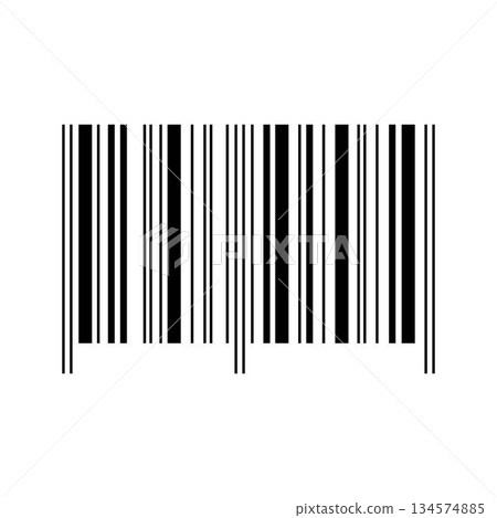 Sample of barcode label template isolated on white background. Bar code mockup. Visual data digital representation with product information for online scanning. Vector graphic illustration 134574885