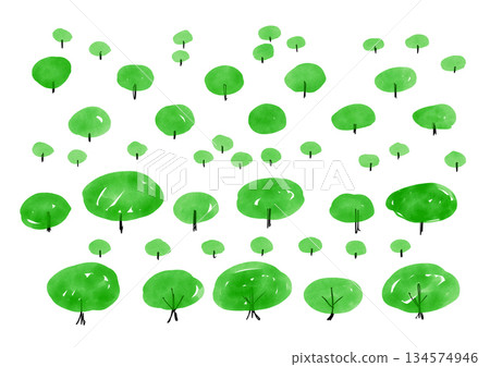 Hand-drawn horizontal tree illustration set Hand-drawn horizontal tree illustration set 134574946