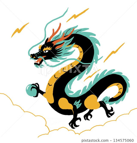 一幅龍在空中飛翔的插圖 134575060