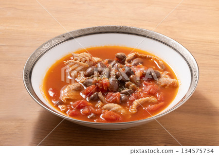 Quail beans and pork stewed in tomato sauce Quail beans and pork stewed in tomato sauce 134575734