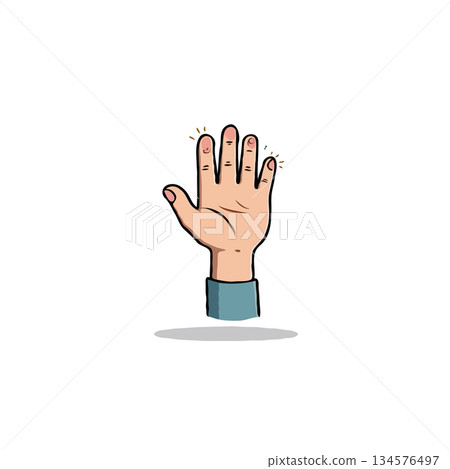 Illustrated hand displaying five fingers representing gestures communication and digital art Illustrated hand displaying five fingers representing gestures communication and digital art 134576497