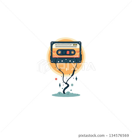 Nostalgic audio cassette artwork with vibrant cosmic backdrop evokes a sense of sonic exploration Nostalgic audio cassette artwork with vibrant cosmic backdrop evokes a sense of sonic exploration 134576569