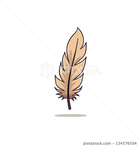 Delicate feather illustration on plain backdrop with subtle shades capturing ethereal essence and Delicate feather illustration on plain backdrop with subtle shades capturing ethereal essence and 134576584