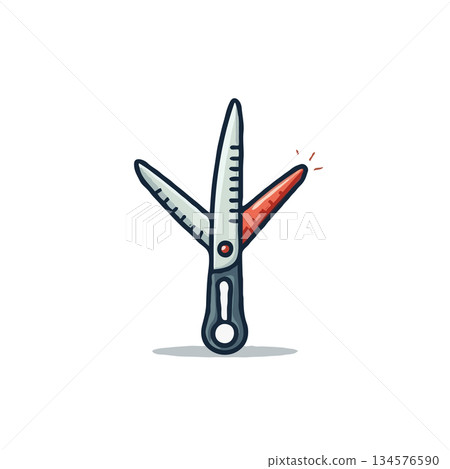 A playful artistic depiction of open scissors symbolizing creative cutting or precision in A playful artistic depiction of open scissors symbolizing creative cutting or precision in 134576590