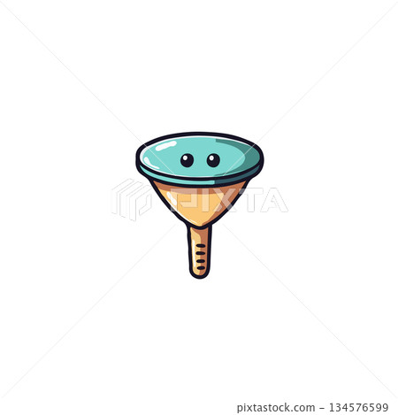 A whimsical funnel character with charming eyes on a white background creating a simple design 134576599