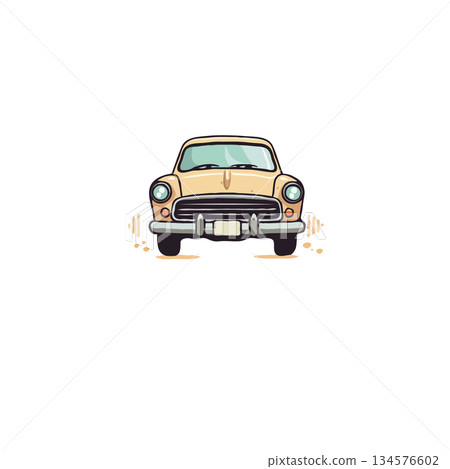 Classic automobile illustration: A charming vintage car portrait showcases retro design and Classic automobile illustration: A charming vintage car portrait showcases retro design and 134576602
